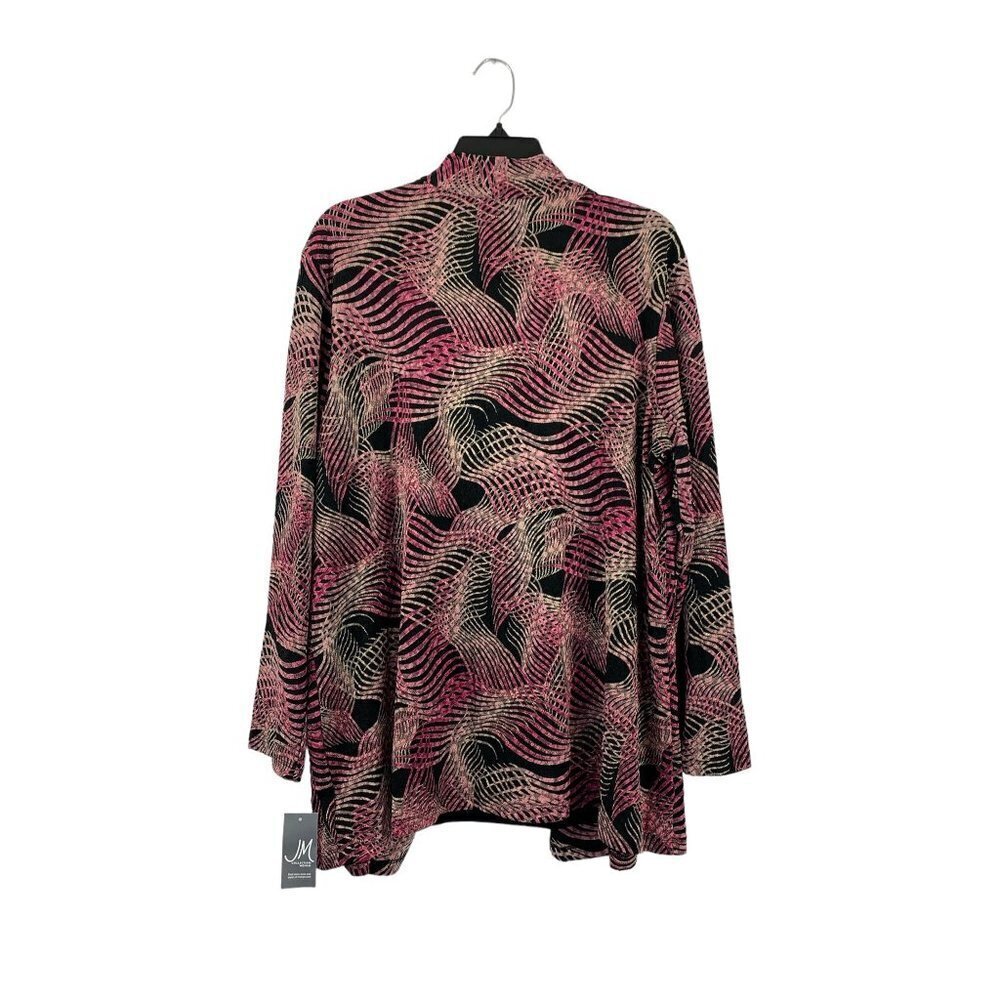 JM Collection Women's Pink & Black Ribbon Hash Blouse - Picture 2 of 8